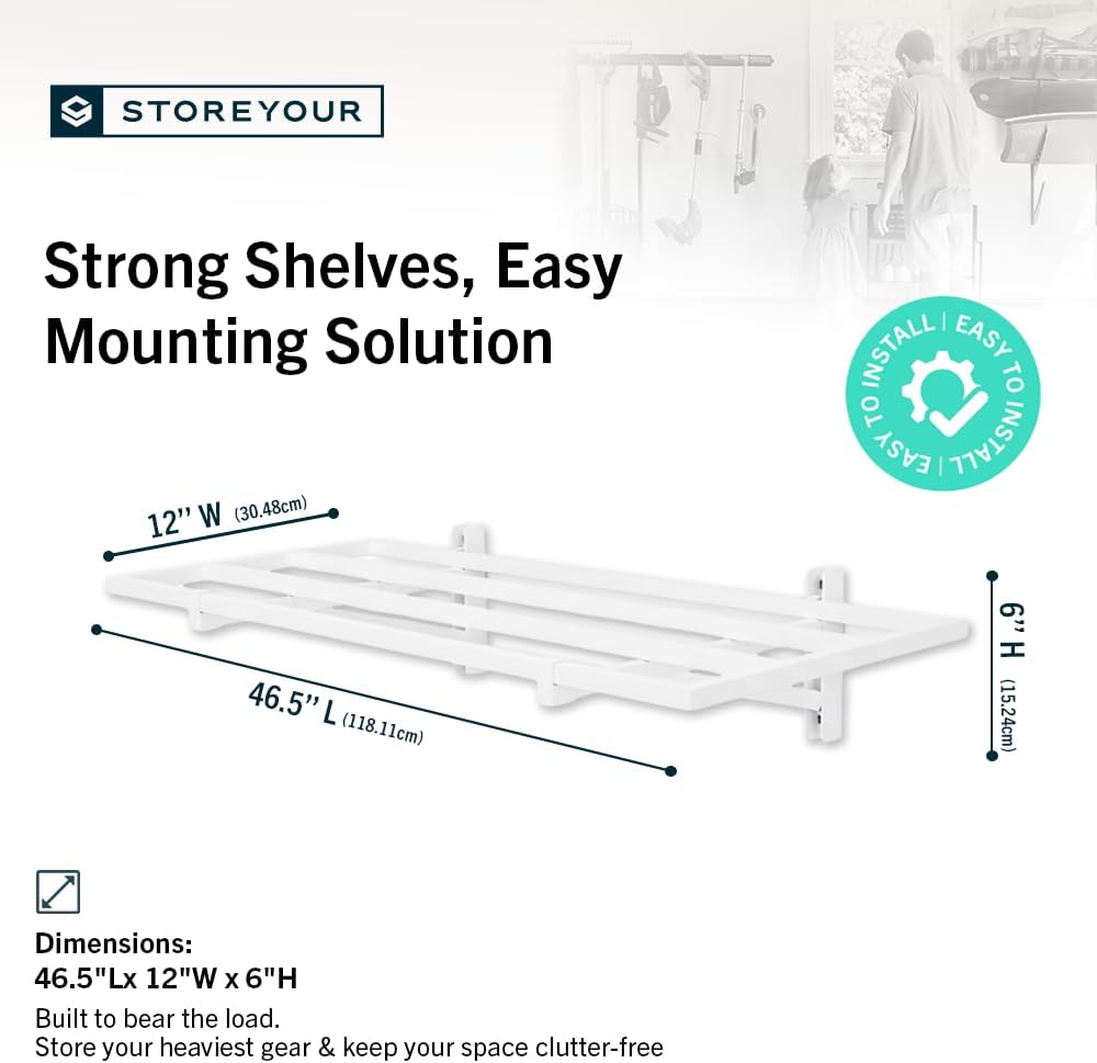 StoreYourBoard 2-Pack Heavy Duty Wall Shelves – Wall-Mounted Garage Storage Shelving and