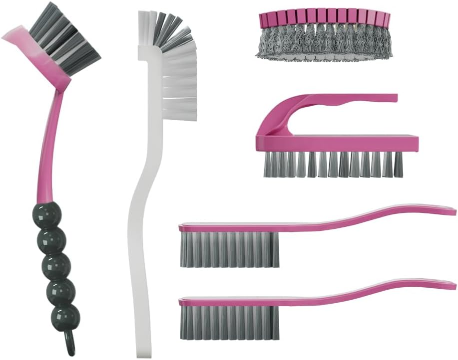 6 PCS Cleaning Brush, Scrub Brush Set for Kitchen and Bathroom Household Use with Various Brushes