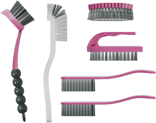6 PCS Cleaning Brush, Scrub Brush Set for Kitchen and Bathroom Household Use with Various Brushes