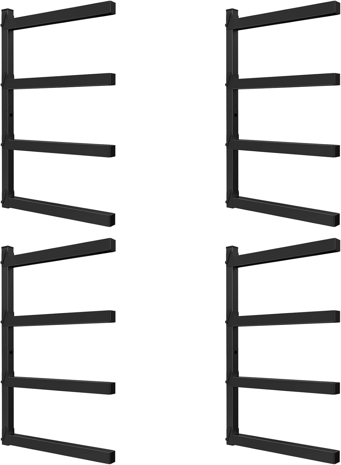 NANANARDOSO Wall Mount Wood Organizer and Lumber Storage,Heavy Duty Metal Shelf with 4-Level,Lumber
