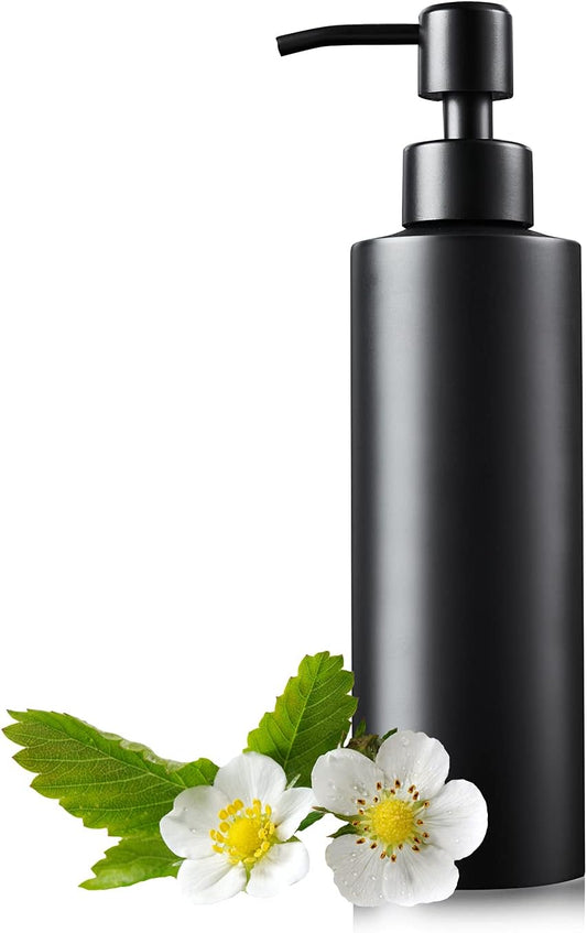 Soap Dispenser, Matte Black with Funnel and Non-Slip Coaster 304 Stainless Steel Metal Pump Hand