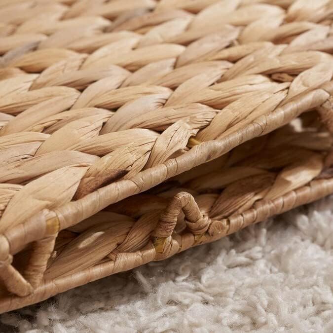 10.5 x 10.5in Wicker Storage Baskets for Shelves, Water Hyacinth Storage Baskets, Woven Baskets for
