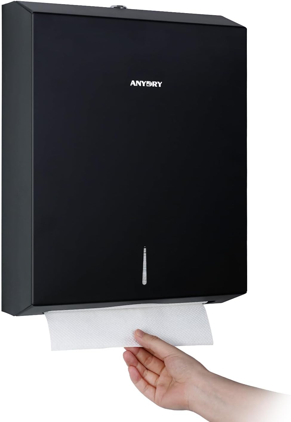 Commercial Paper Towel Dispenser Wall Mount 400-Sheet Capacity Matte Black Stainless Steel Lockable
