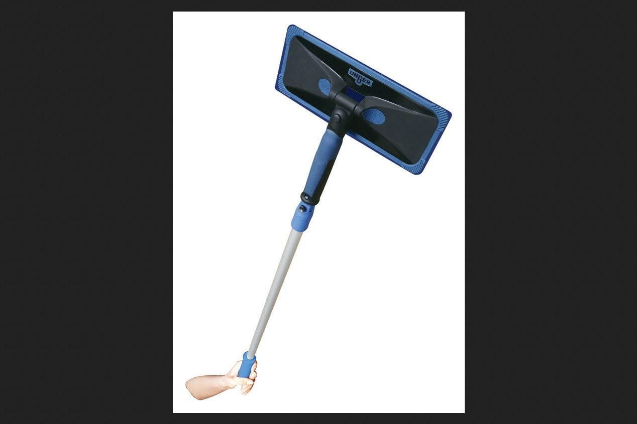 Unger Professional ProClean Indoor Window Cleaning Kit with 2’ Pole, Washing Tool with Swivel Head