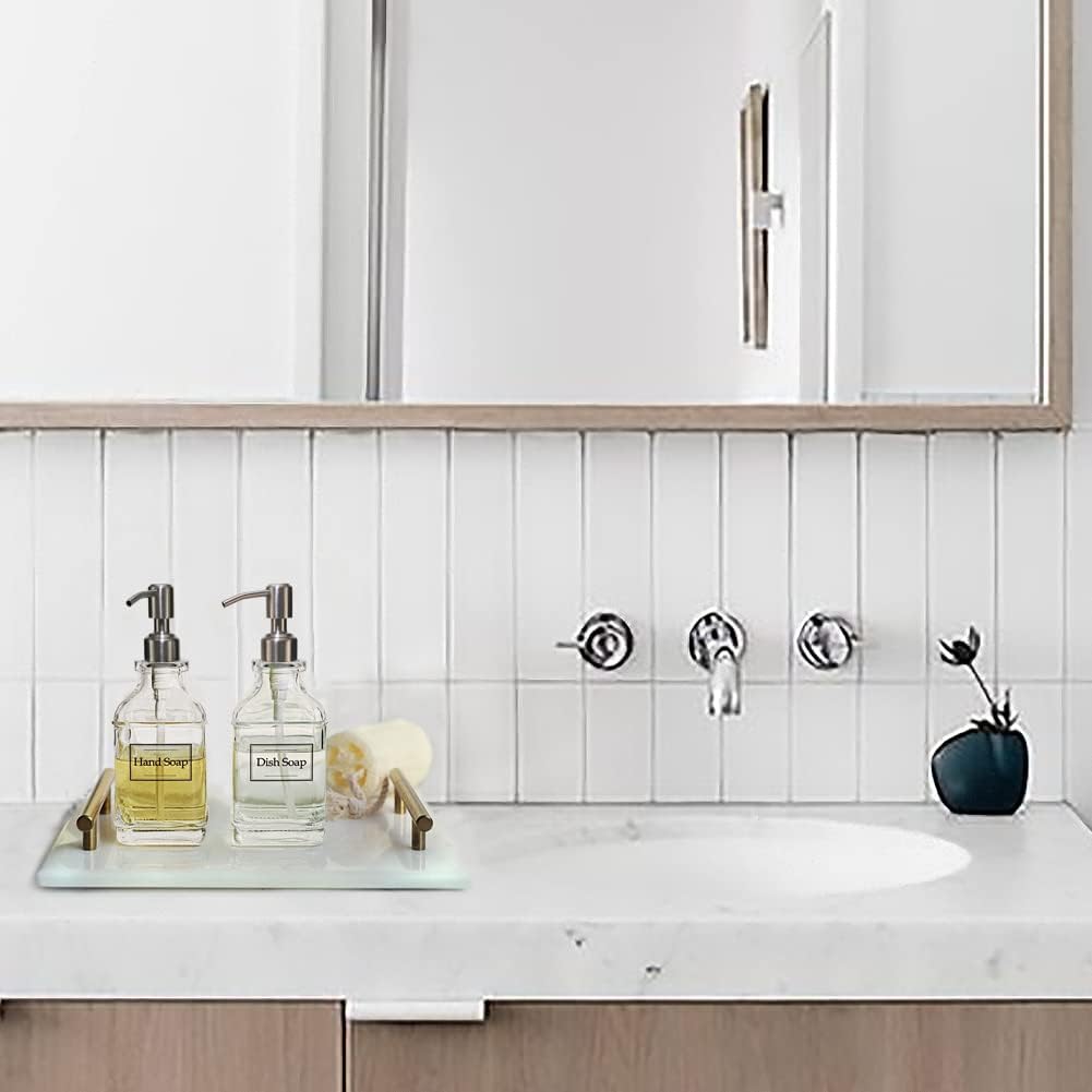JASAI Antique Design Soap Dispenser with Rust Proof 304 Stainless Steel Pump, Refillable Clear
