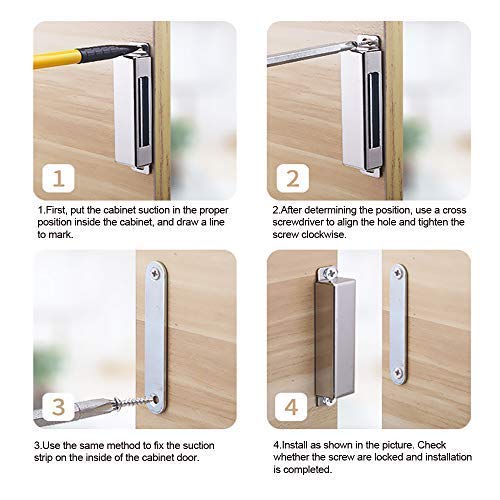 Mousike Cabinet Magnets Magnetic Door Catch Stainless Steel Door Magnet for Kitchen Bathroom