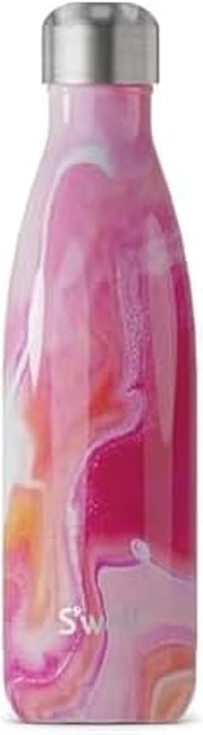 S'well Stainless Steel Water Bottle, 17oz, Rose Agate, Triple Layered Vacuum Insulated Containers