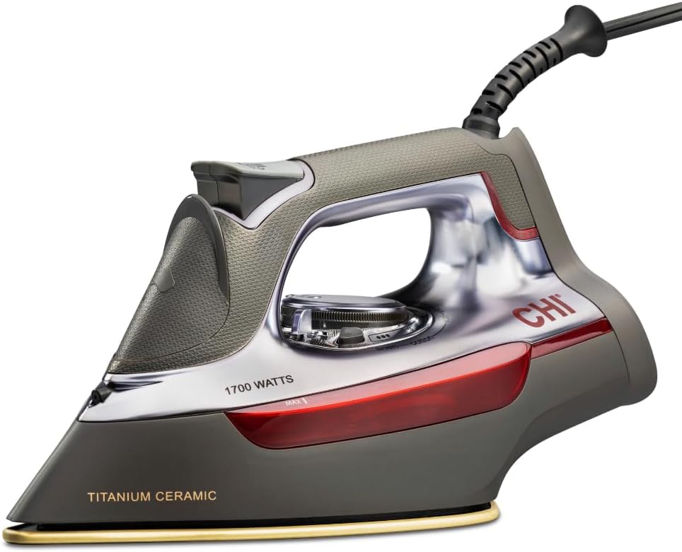 CHI Steam Iron for Clothes with 300+ Holes for Powerful Steaming, Temperature Guide Dial, 1700