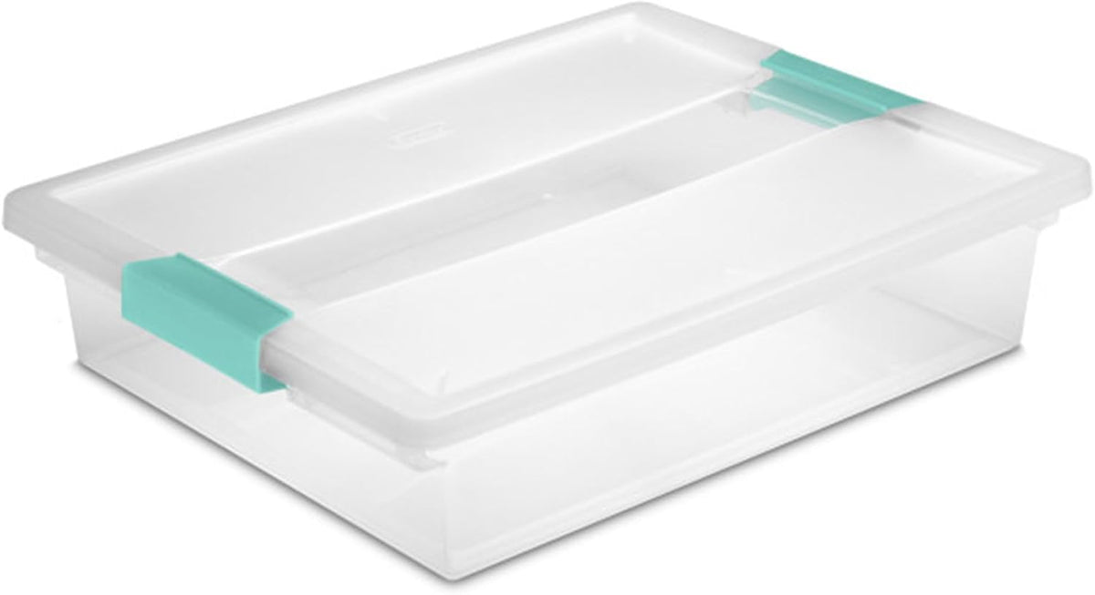 Sterilite 24-Pack Clip Box, Stackable Clear Plastic Bins with Latching Lids, Large - Writing, Arts