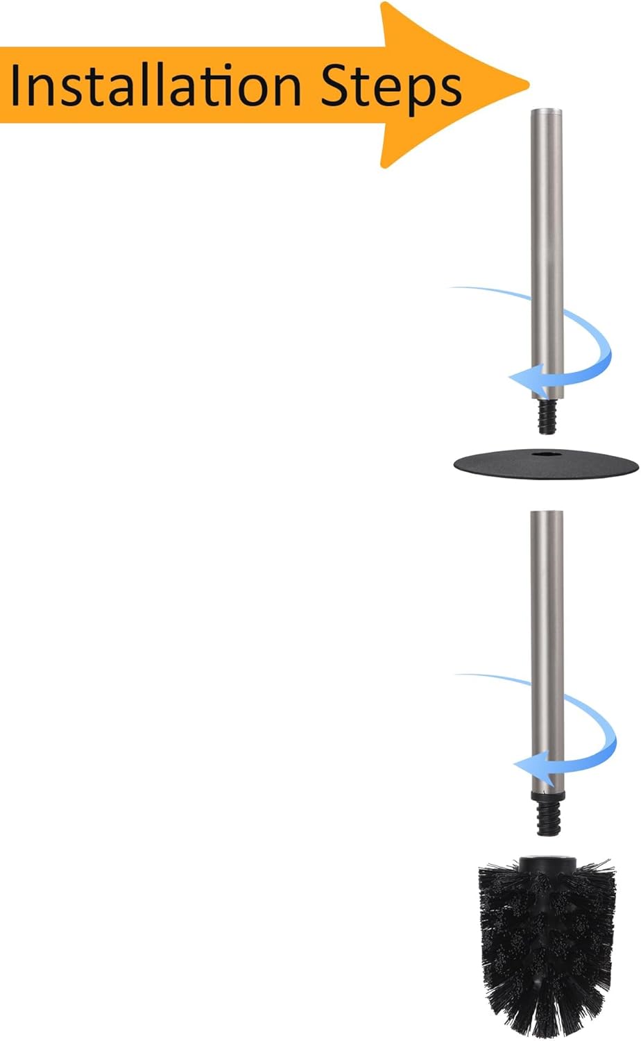 BGL Toilet Brush and Holder Set Brushed Nickel Aluminium Freestanding Toilet Bowl Cleaner Brush and