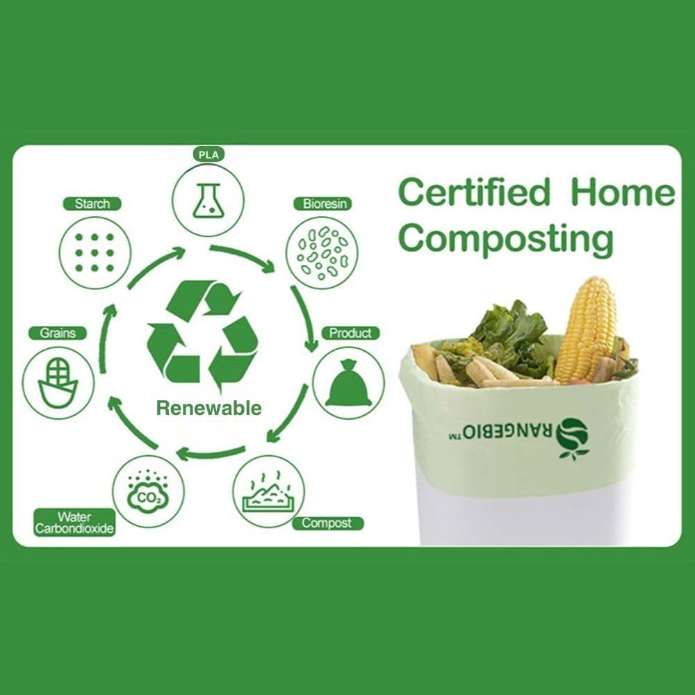 OrangeBio 6~8 Gallon Compostable Trash Bags, 100 Count, Plant-Based Garbage Bags for Kitchen