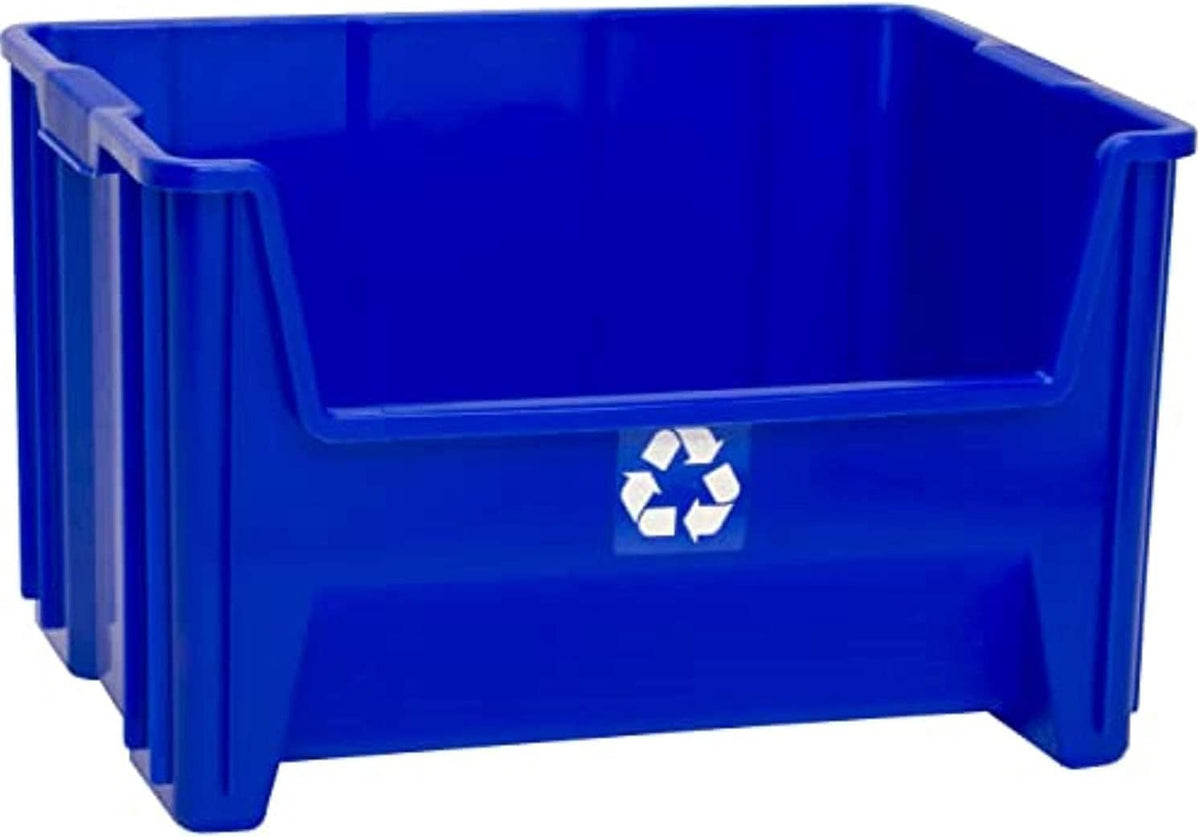 Commercial Industrial Heavy Duty Stackable Open-Front Recycling Bin Box Containers, 12.5 Gallon