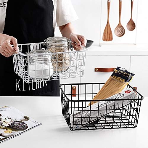 Kitchen Wire Baskets Farmhouse Decor Metal Food Storage Organizer, Household Refrigerator Bin with
