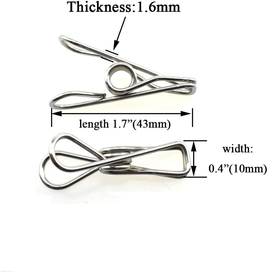 HAHIYO Clothespins Chip Clips All Metal Stainless Steel No Rust Stains Strong Grip in Heavy Wind
