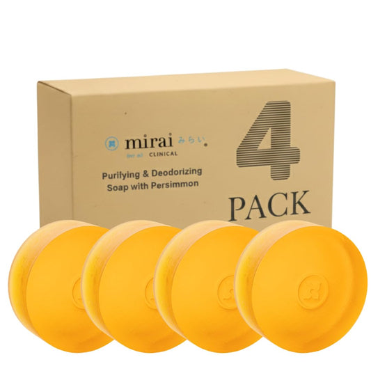 Mirai Clinical Persimmon Soap Bar for Body Odor (Pack of 4 – 100g Each) – Eliminates Nonenal Aging