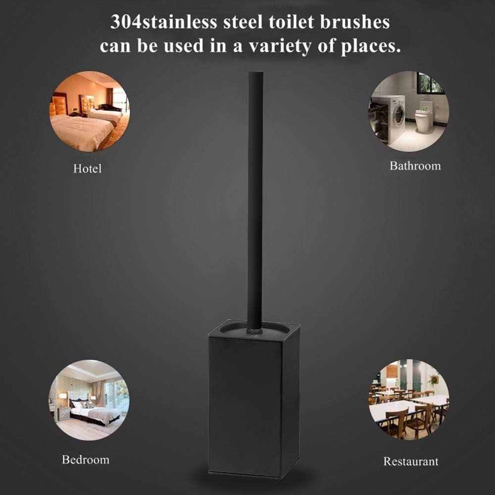 Toilet Brush Holder Stainless Steel 304 Standing Black Square Toilet Brush Holder for Bathroom