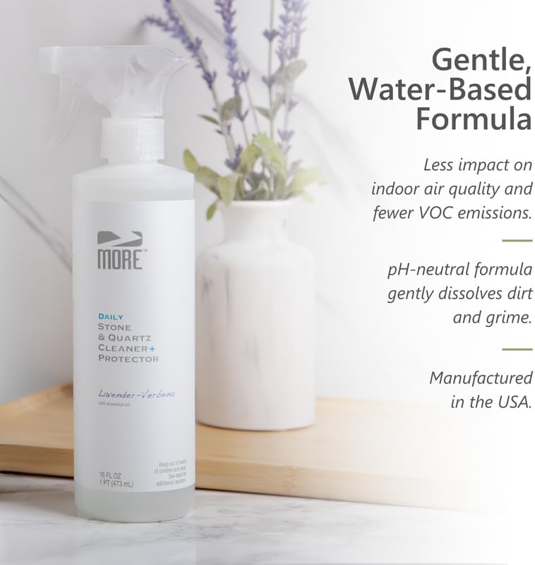MORE Stone & Quartz Cleaner + Protector - Granite, Quartz & Marble Cleaner - For Kitchen & Bathroom