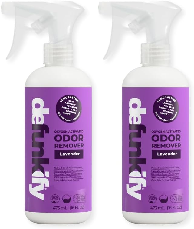 Odor Remover Spray, 16oz (2-Pack). 'Lavender' Essential Oil Odor Eliminator for Strong Odors on