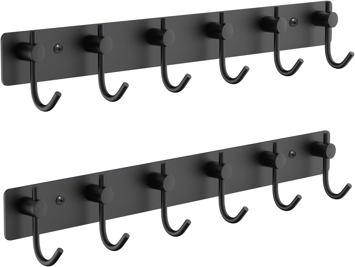 VAEHOLD Wall Hooks for Hanging, Black Coat Rack Wall Mount with 6 Coat Hooks, Towel Hanger, Hat