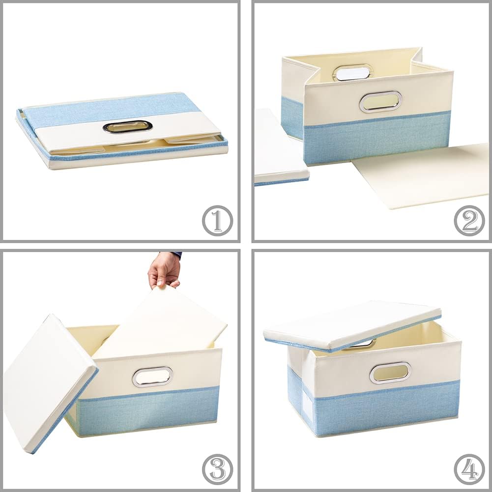 PRANDOM Large Foldable Storage Boxes with Lids [3-Pack] Fabric Collapsible Storage Bins Organizer