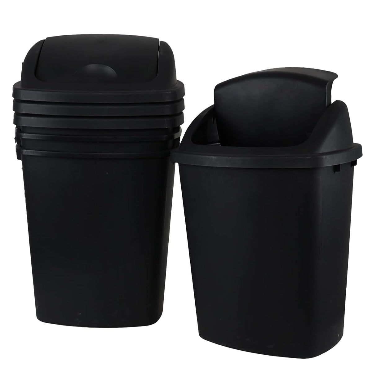 10 Gallon Plastic Garbage Bin with Lid, Swing Top Waste Container, Kitchen Trash Can with Swing