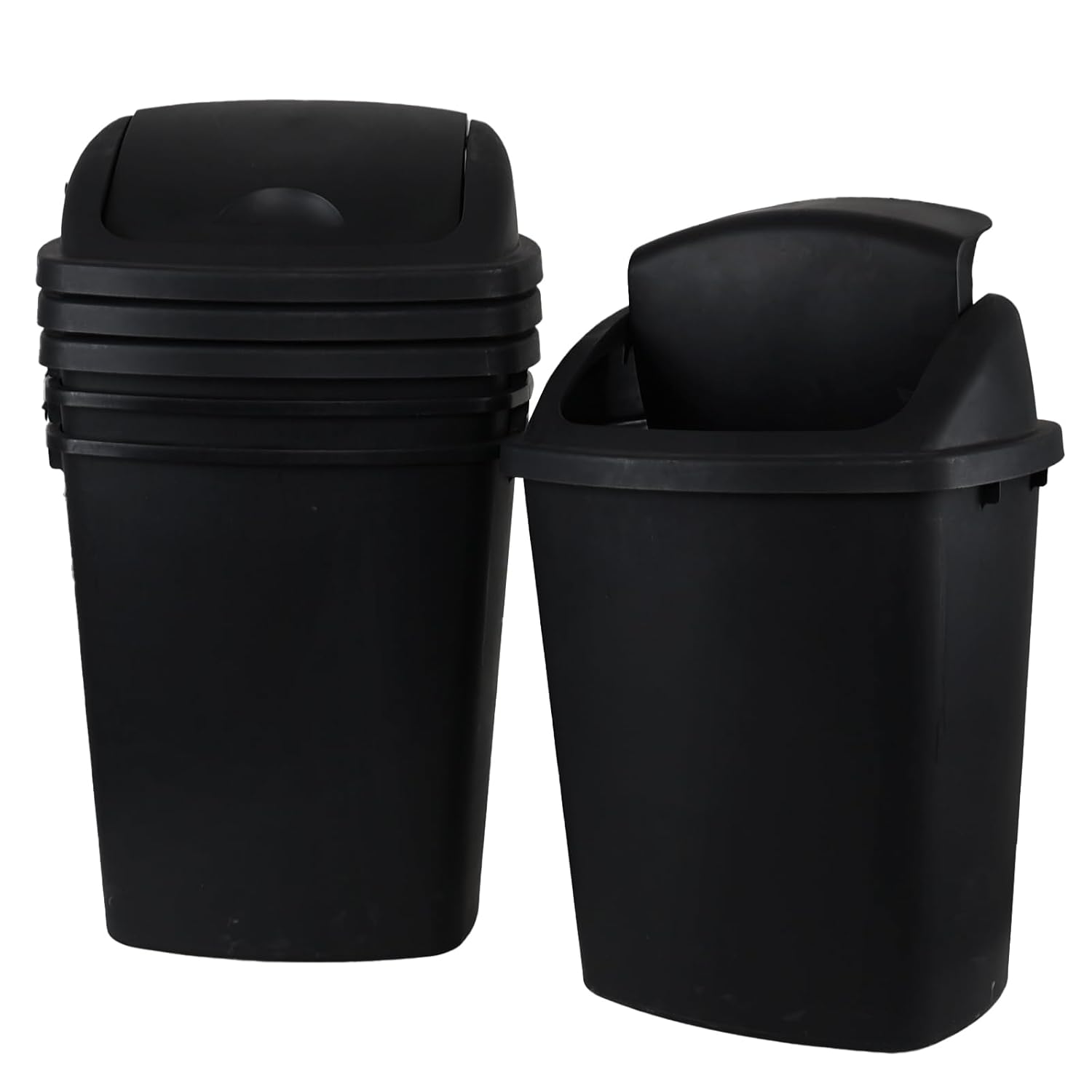 10 Gallon Plastic Garbage Bin with Lid, Swing Top Waste Container, Kitchen Trash Can with Swing