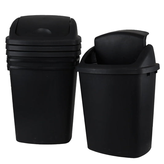 10 Gallon Plastic Garbage Bin with Lid, Swing Top Waste Container, Kitchen Trash Can with Swing