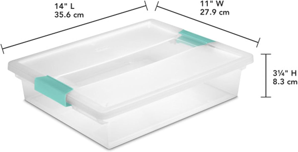 Sterilite 24-Pack Clip Box, Stackable Clear Plastic Bins with Latching Lids, Large - Writing, Arts