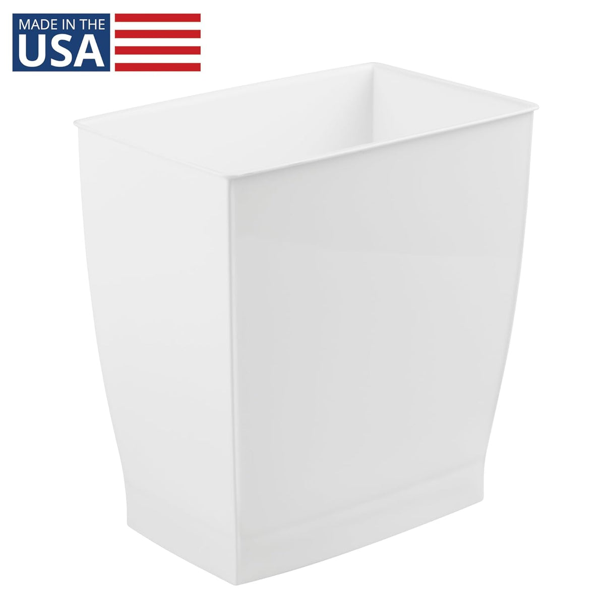 iDesign,Plastic Spa Rectangular Trash, Waste Basket Garbage Can for Bathroom, Bedroom, Home Office