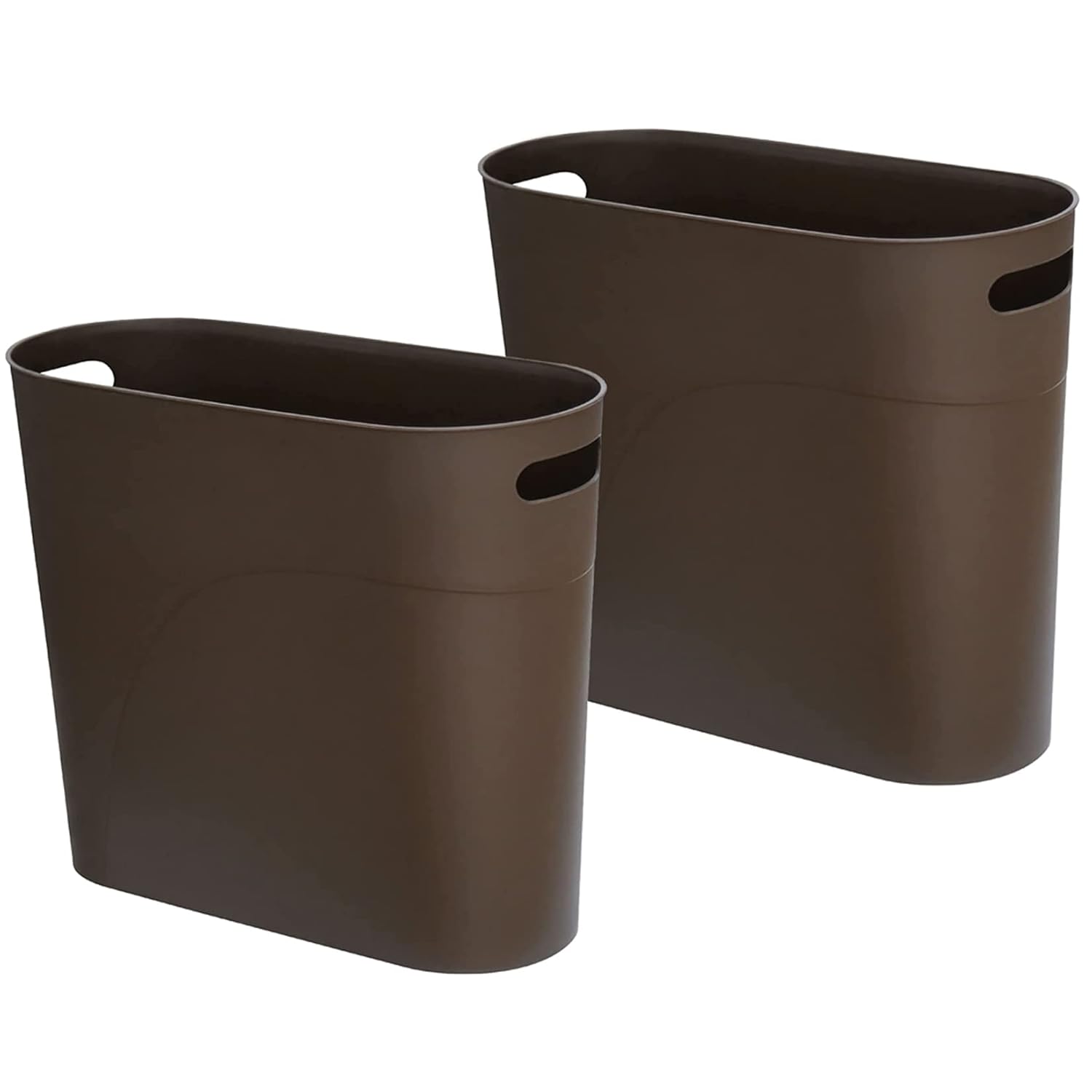 Small Trash Can Plastic Bathroom Wastebasket 3.2 Gallon Slim Garbage Container Bin with Handle for