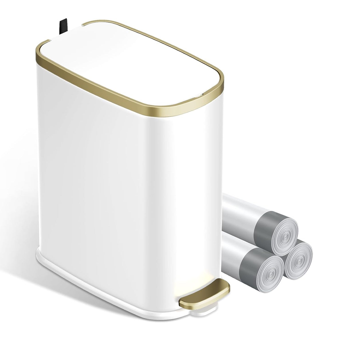 KUK Small Bathroom Trash Can with Lid Soft Close, Step Pedal, 2.4 Gal Stainless Steel Garbage Can