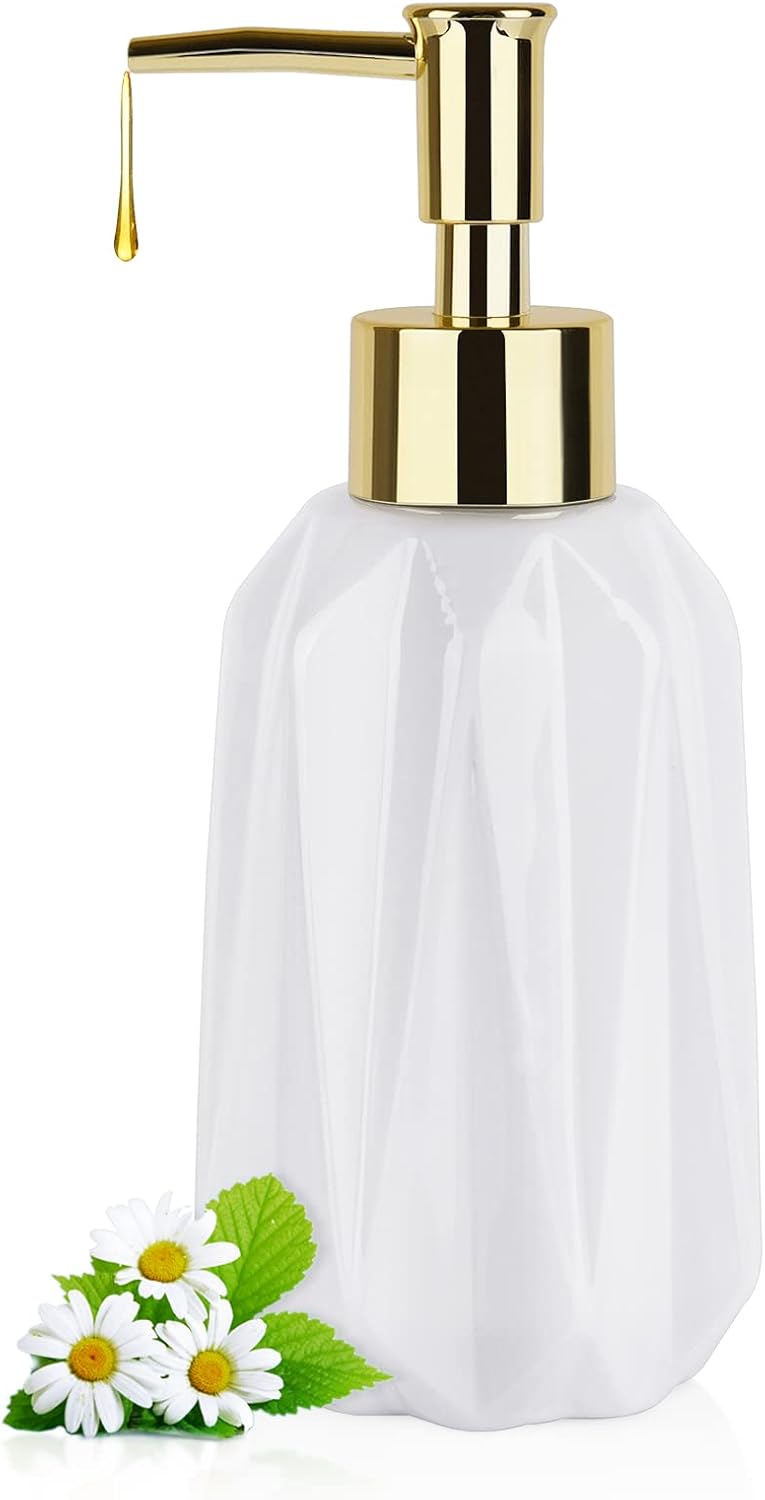 Natheeph Dish Soap Dispenser, Hand Soap Dispenser Ceramic Bottle, Refillable Liquid Great for