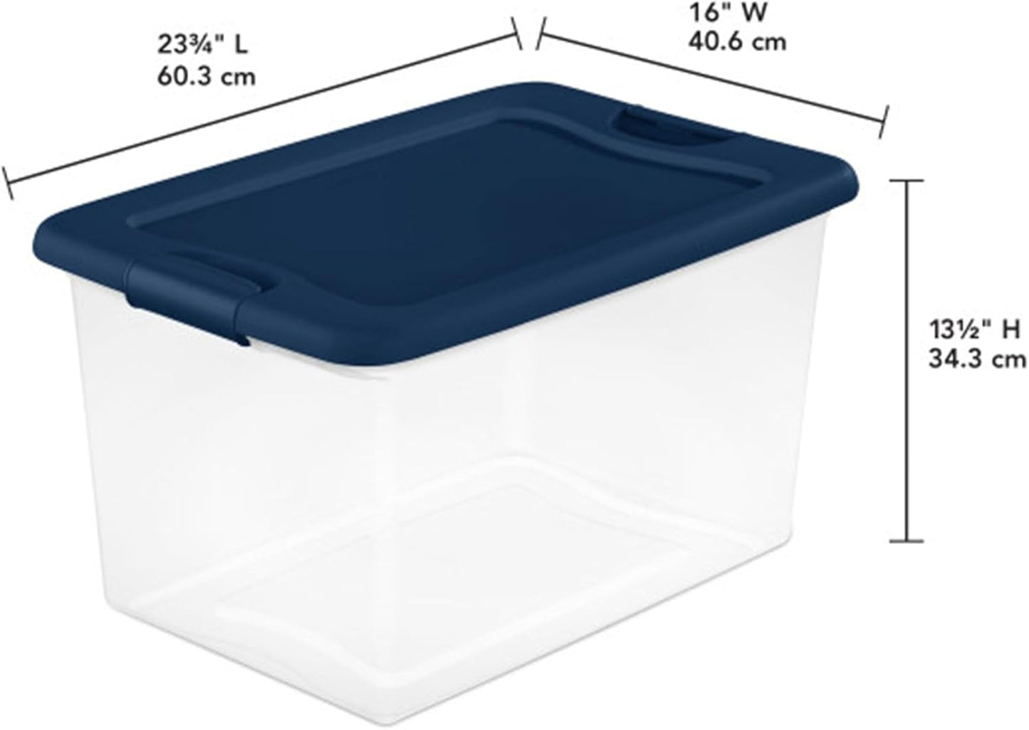 Sterilite 6-Pack Color Program, Large Clear Plastic Storage Bins with Lids, 64 Quart, Blue