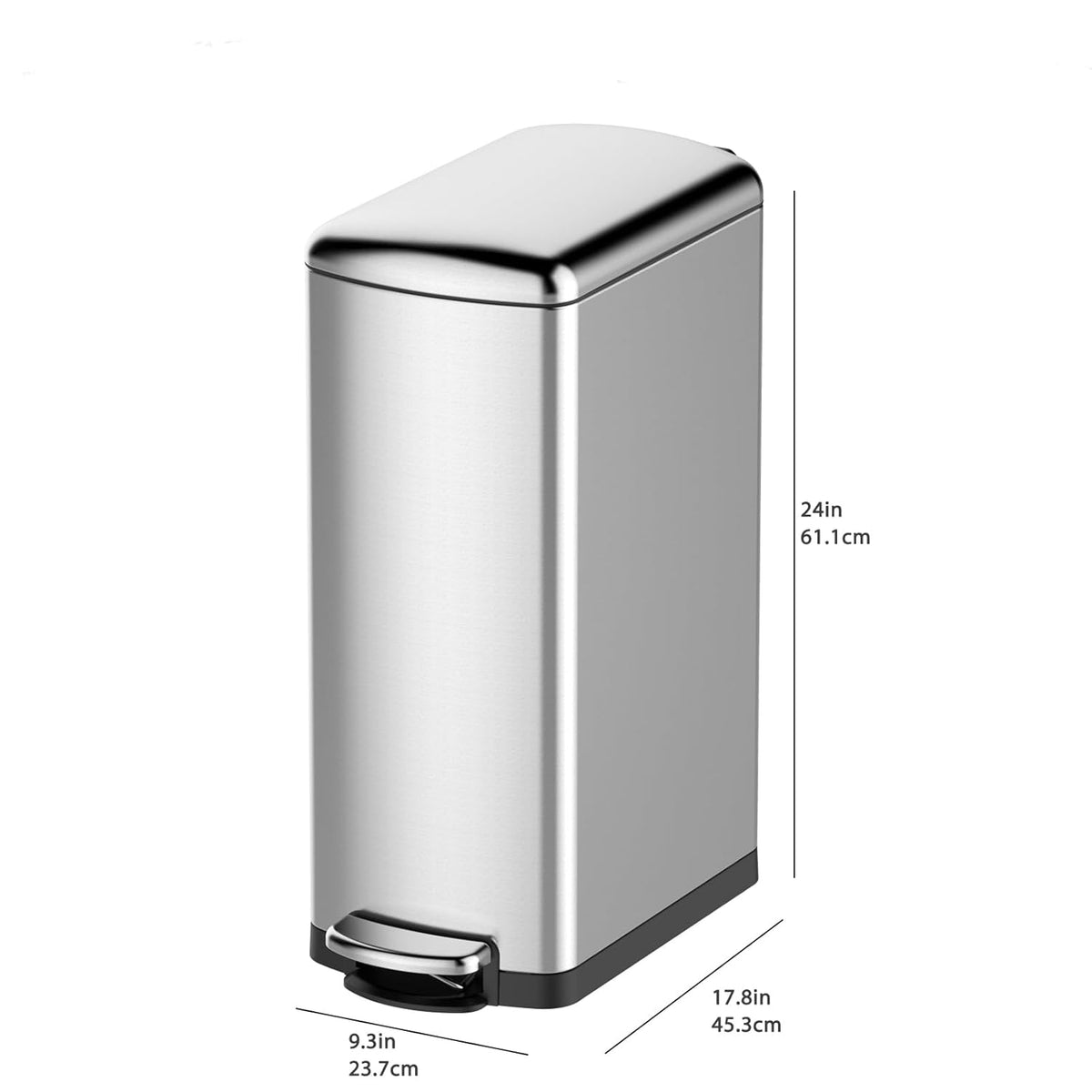 30 L Kitchen Step Trash Can, 8 Gallon Narrow Stainless Steel Waste Bin with Soft-Close Lid