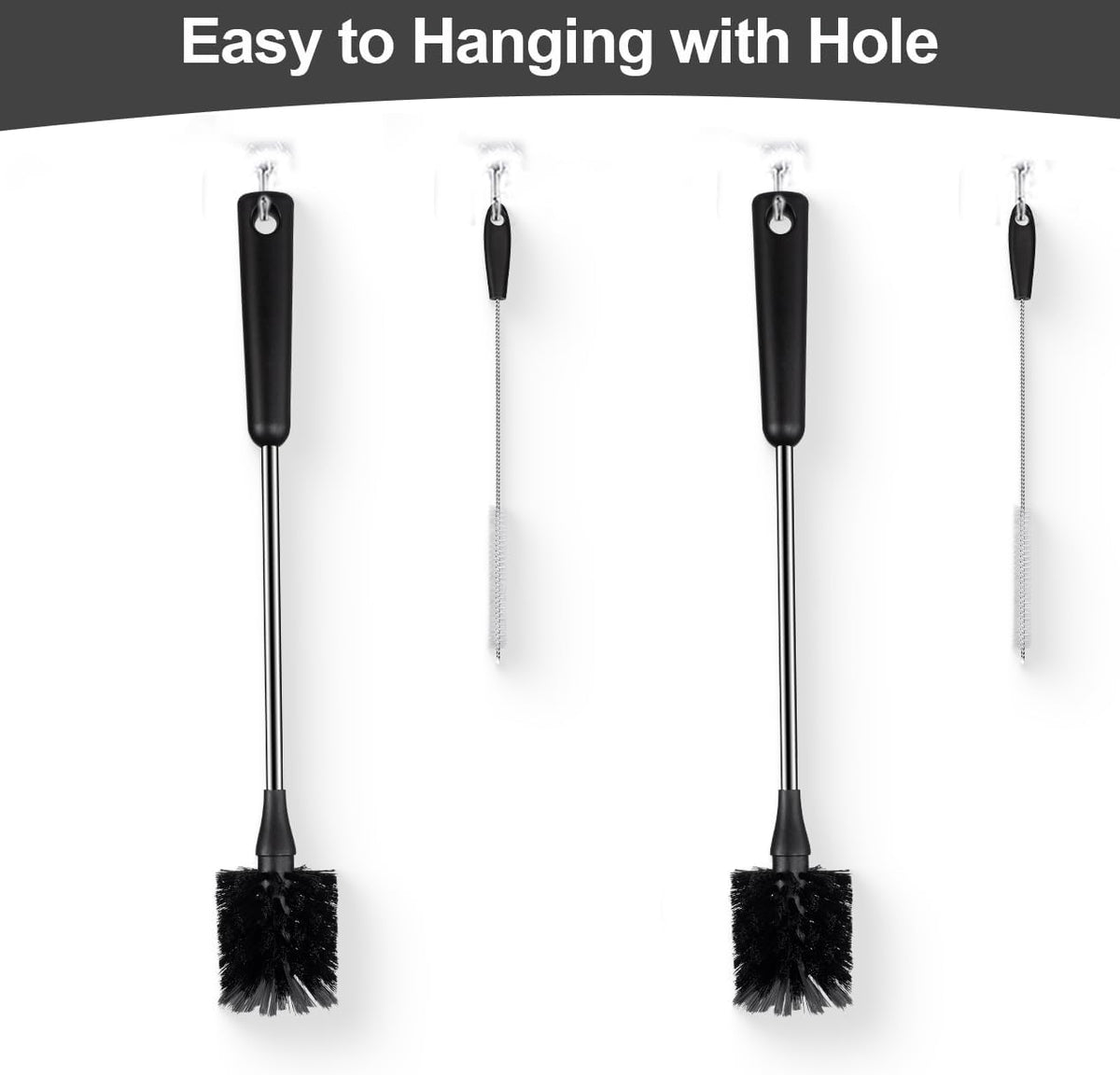 Water Bottle Brush, 15 Inches Long Stainless Steel Handle Bottle Brush Cleaner, Bottle Scrubber
