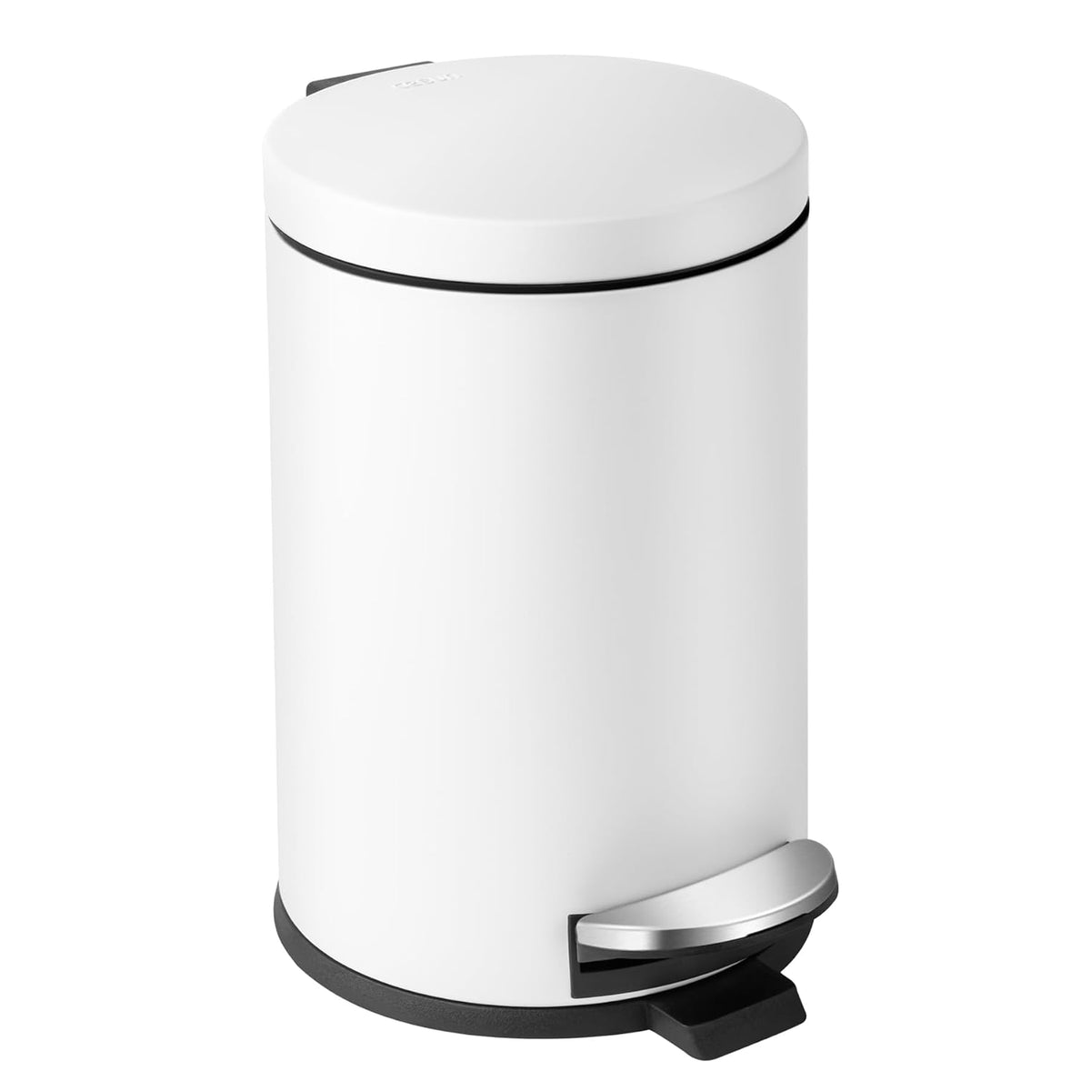 Cesun 1.2 Gallons Small Trash Can with Lid, White Bathroom Garbage Can with Foot Pedal, Mini Round