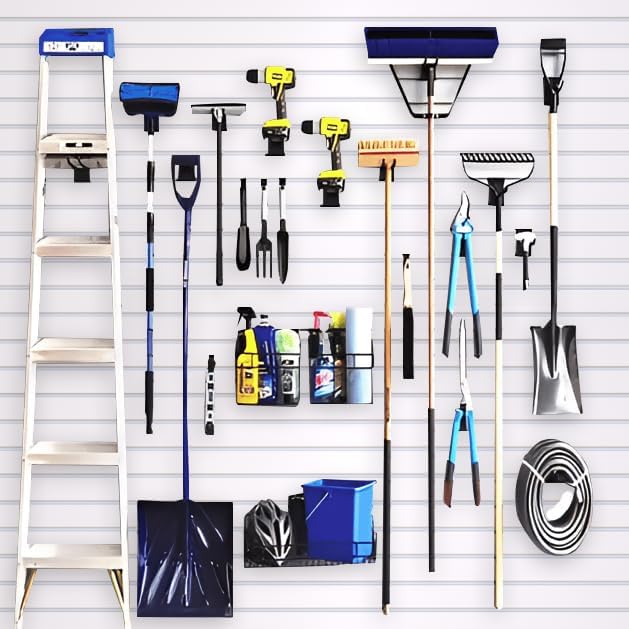 NeatiEase Slatwall Panel Wall Storage Systems, 4 x 8ft Slat Wall Paneling Garage Wall Organizer