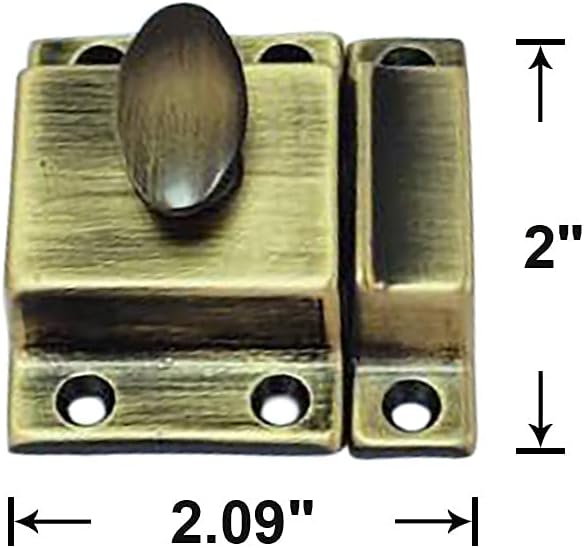 QCAA Traditional Large Oval Turn Cabinet Latch, Solid Brass, 2", for Cupboard & Other Furniture