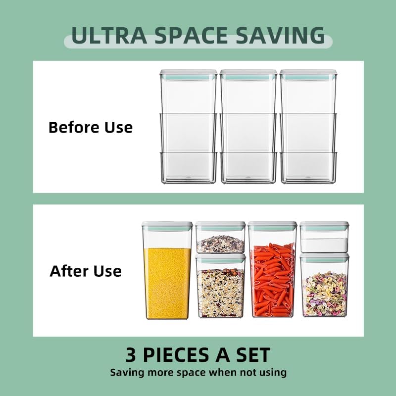 Ankou Pop Airtight Food Storage Containers with Lids- 3 Pcs Stackable One Button Opening Food