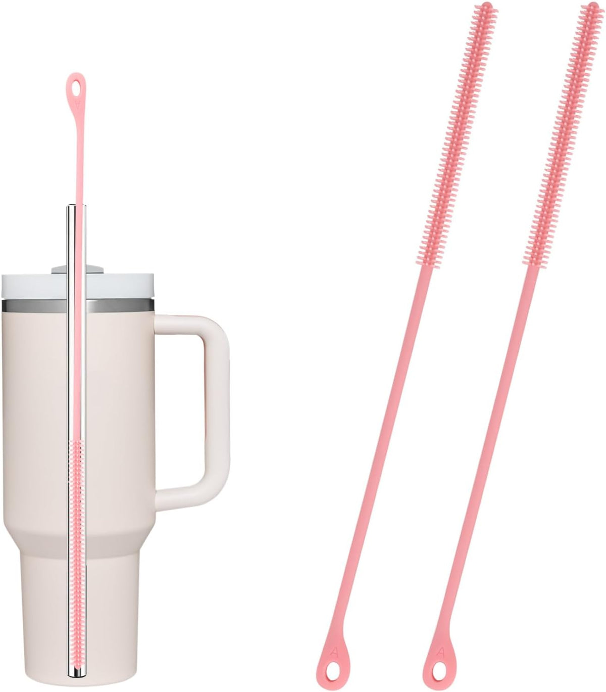 2pcs Silicone Straw Cleaner Brush, 9.5in Extra Long Reusable Straw Brush for Stanley, Metal, Glass