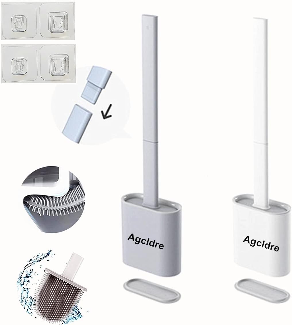 Toilet Brush with Holder Silicone Toilet Brush and Cleaning Brush for Household Bathroom Toliet