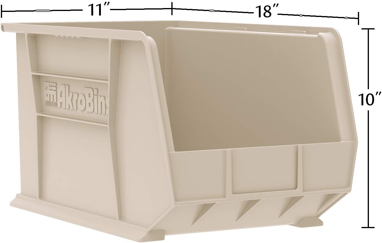 Akro-Mils 30260 AkroBins Plastic Storage Bins, Space-Saving Stackable Bins for Garage, Pantry