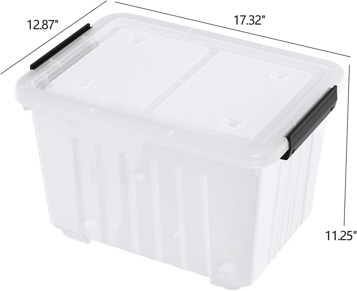 Zopnny 30 Quart Plastic Stacker Box, Large Storage Bin Container with Latching Lids and Wheels for