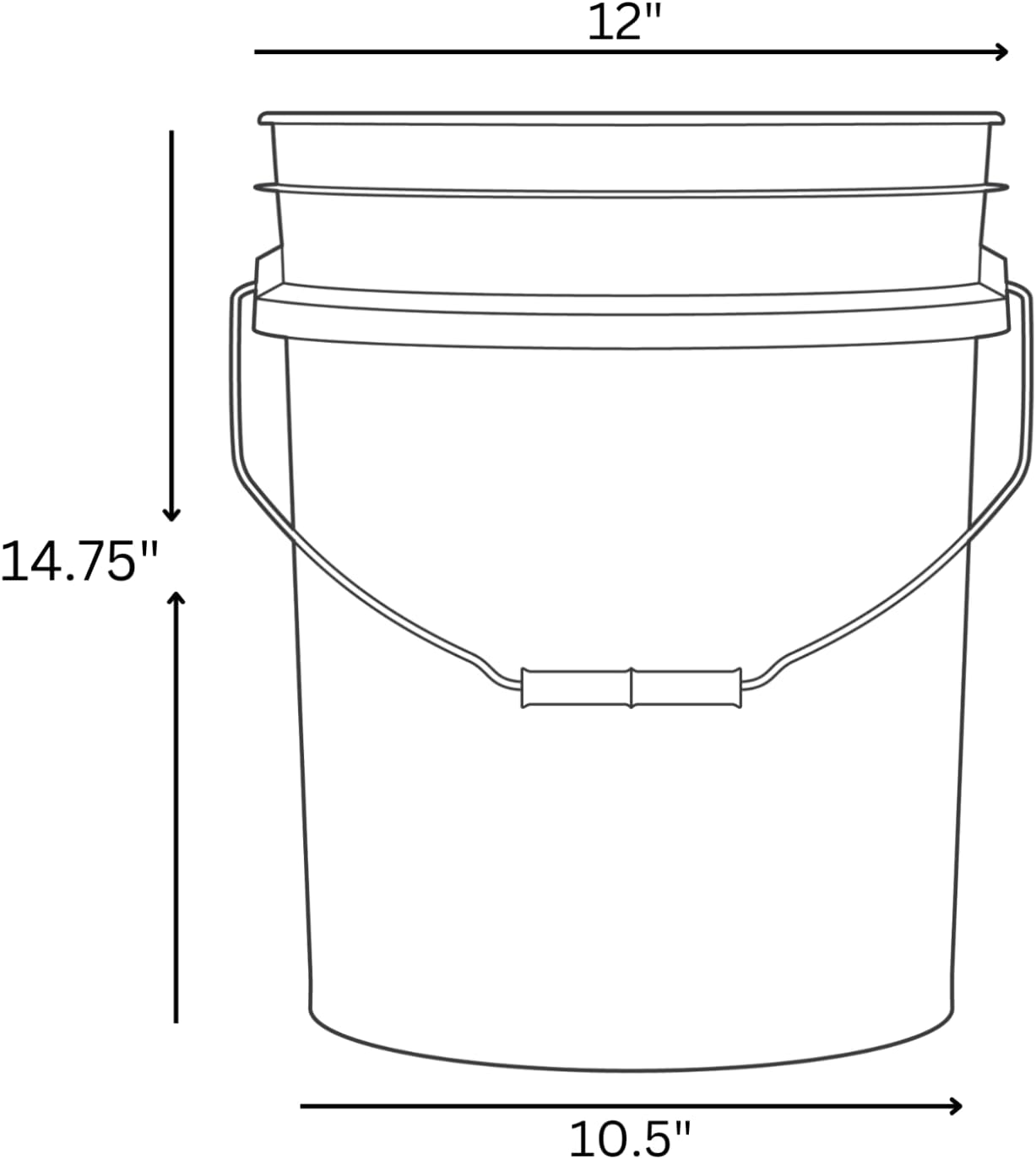 House Naturals 5 Gallon Premium HPDE Plastic Bucket - Made in USA Food Grade Storage Container, BPA