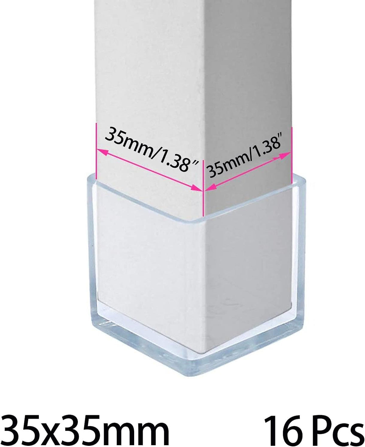 16 Pcs Transparent Square Anti-Slip Rubber Leg Tips Chair Leg Caps Furniture Floor Protectors Chair