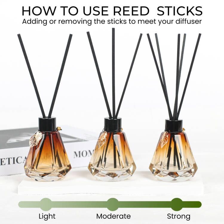 Reed Diffuser Set, 4 Empty Bottles with 20 Sticks, Diamond Style (4 PCS Black) – view 7