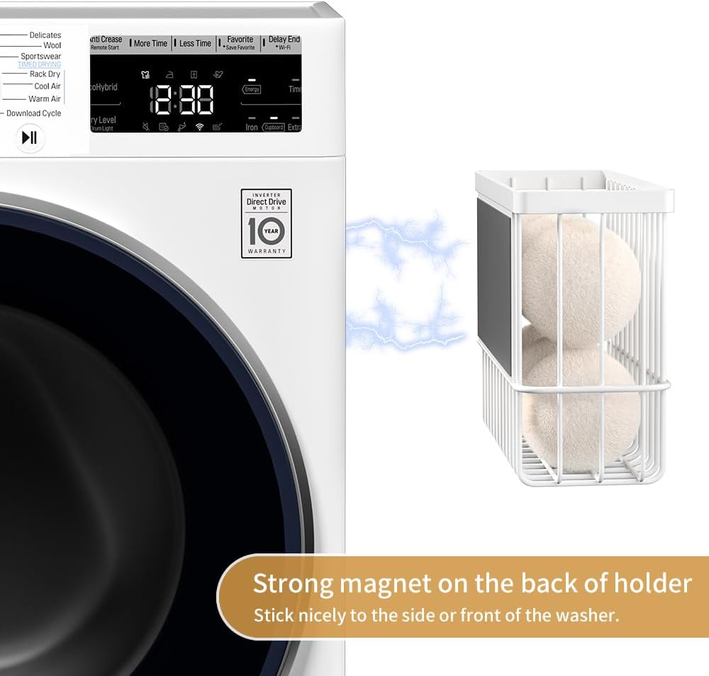 Magnetic Dryer Ball Holder for Laundry Room Organization and Storage, Magnetic Lint Bin for Laundry