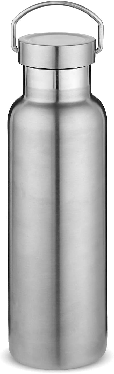 Neihepal Silver Stainless Steel Water Bottles,20 Ounce Vacuum Insulated Double Wall Travel Bottle