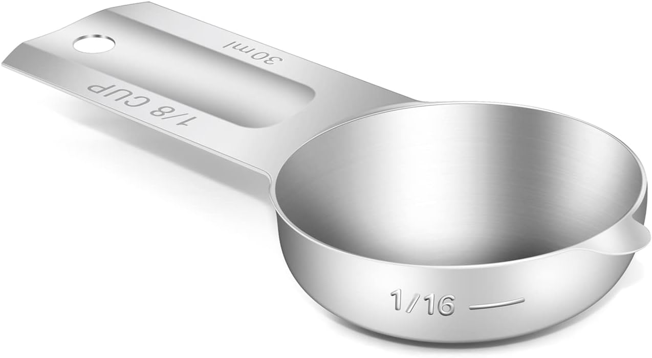 1PCS 1/8Cup (30ml, 1oz) Single Measuring Cup, Stainless Steel Measure Scoop, Metric and US