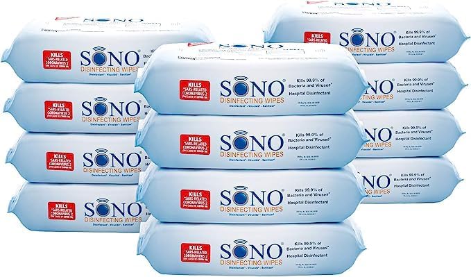 SONO Disinfecting Wipes - Medical-Grade, Alcohol-Free, No Bleach - Multi-Surface Cleaning Wipes for